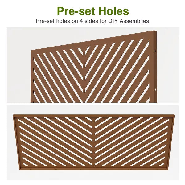 Wooakway 72"H 47"W 16"D Metal Outdoor Privacy Screen Freestanding Patio Decorative Screens