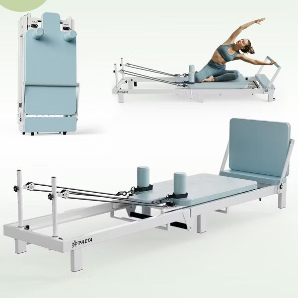 PAETA Pilates Reformer, Foldable Reformer Pilates Machine with Music Wire Springs, Pilates Equipment for Home Workouts with Jump Board