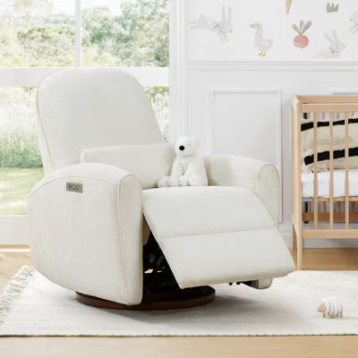 Spruce & Spring Cream Power Swivel Glider Recliner Nursery Chair
