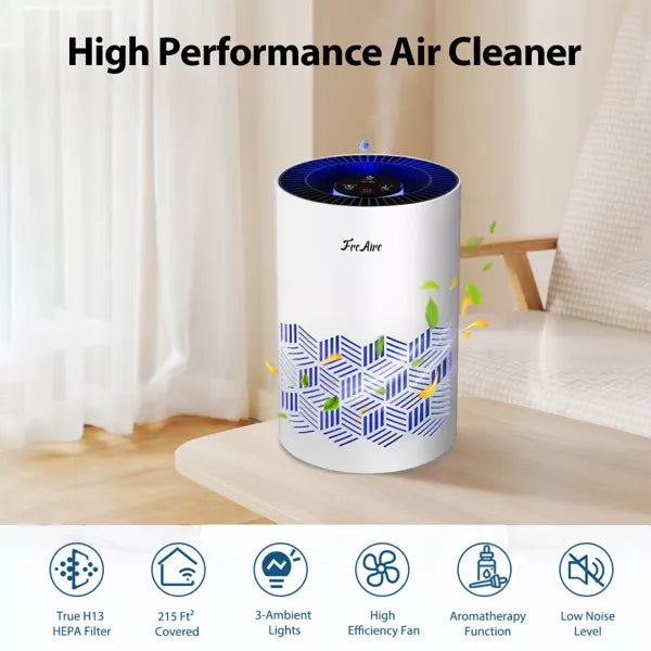 FreAire Air Purifiers for Home Covers Up to 1086 Ft², HEPA Air Purifier with RGB Lights, Air Cleaner for Pets Dust Smoke Pollen Dander Smell white