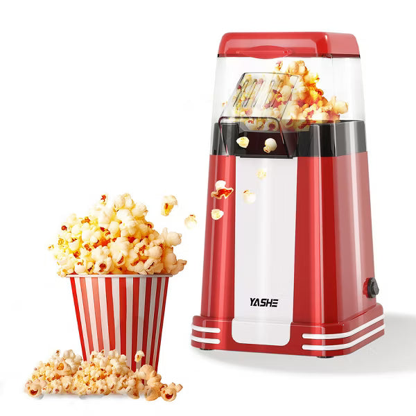 YASHE Hot Air Popcorn Popper Maker, Retro Fast Popcorn Machine, Healthy Oil-Free Popcorn Maker, Ideal for Home Movie Nights and Holiday Gifts