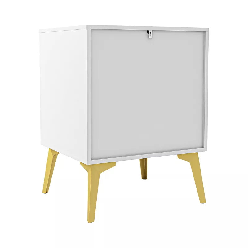 Resenkos 2-Drawer Wood Rectangle Nightstand Set of 2 Side Table Living Room Small End Accent Table, 22" Tall, White