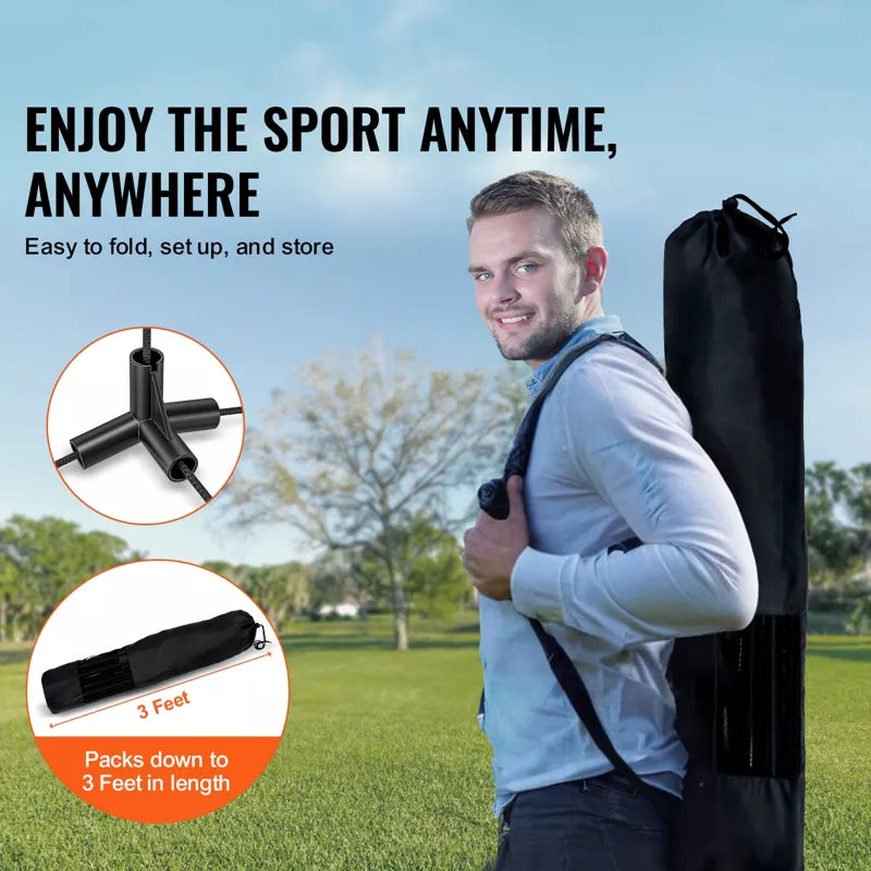 VEVOR Badminton Net, Height Adjustable Volleyball Net, 10ft Wide Foldable Pickleball Net, Portable Easy Setup Tennis Net Set with Poles, Stand