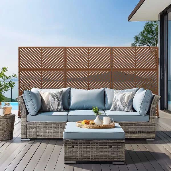 Wooakway 72"H 47"W 16"D Metal Outdoor Privacy Screen Freestanding Patio Decorative Screens