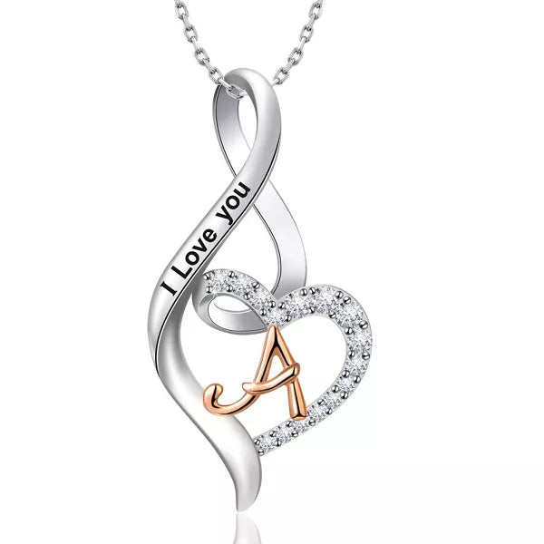 Molenia Heart Initial Necklace for Women, 925 Sterling Silver Heart Letter Pendant Necklace for Her, Fine Jewelry Necklace Gifts for Her Wife Women