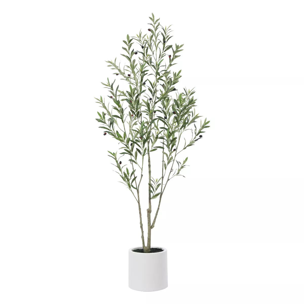 DR.Planzen Artificial Olive Trees, 5-7FT Tall Fake Olive Trees for Indoor, Large Olive Plants with White Planter for Home Decor and Housewarming Gift