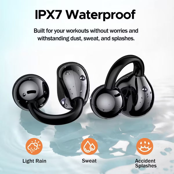 VEATOOL Clip on Earbuds,Open Ear Headphones Wireless Bluetooth 5.4 Sports Earphones with ENC Clear Call,50H Playtime, IPX7 Water Resistant