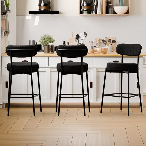 DYHOME Bar Stools Set of 3, 27 Inches Counter Height Kitchen Bar Stools with Back, Modern Metal Tall Bar Stools for Kitchen Island