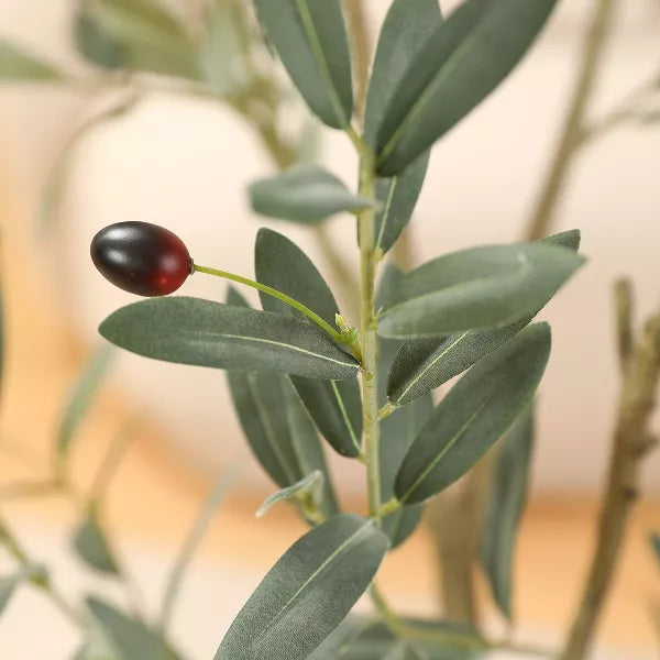 DR.Planzen 5-7FT Faux Olive Tree with Oval White Planter, Pre Potted Fake Greenry Olive Tree for Home Decor