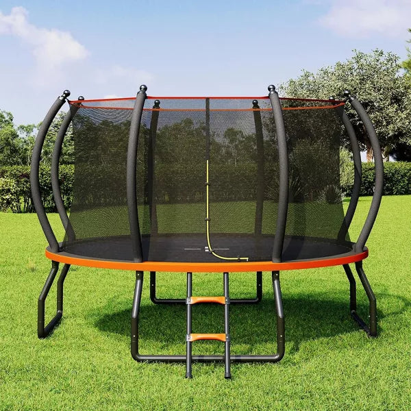 AMERLIFE 8FT 10FT 12FT 14FT 15FT 16FT Outdoor Trampoline with Enclosure Net and Ladder, Recreational Trampolines for Kids and Adults