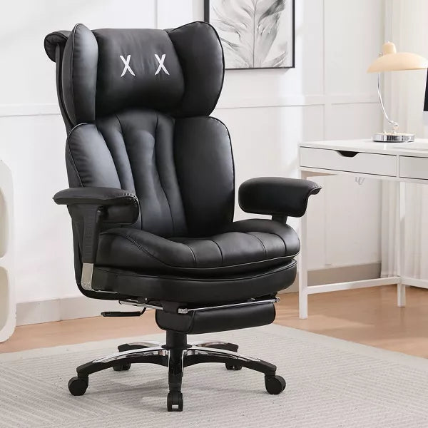 Efomao Ergonomic Big and Tall Office Chair, High Back PU Leahter Computer Chair, Wide Seat Executive Desk Chair with Footrest and Lumbar Support