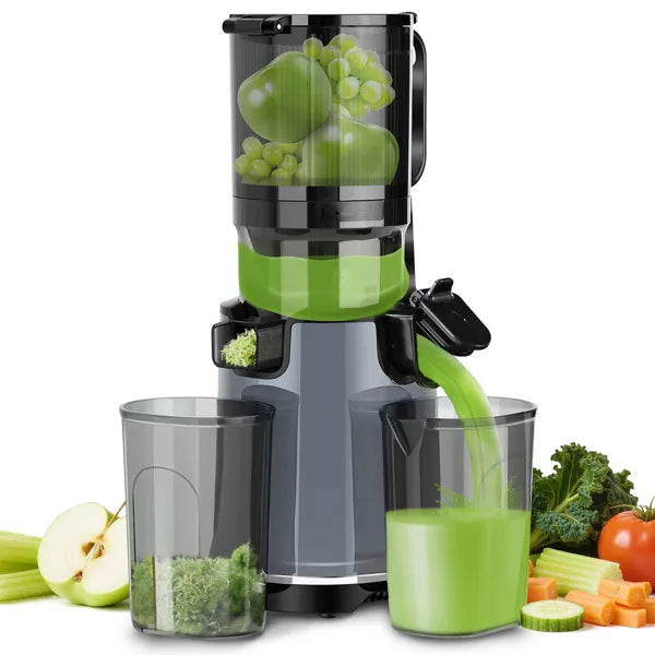 Ecoself Cold Press Juicer – 5.3" Large Feed Chute, 1.7L Capacity, Slow Masticating Juicer for Maximum Nutrients, Easy to Clean Juicer Machine Grey