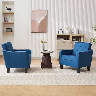 TYBOATLE Living Room Modern Accent Chair set of 2, Upholstered Side Chair Reading Chairs with Padded Cushion, Dark Gray