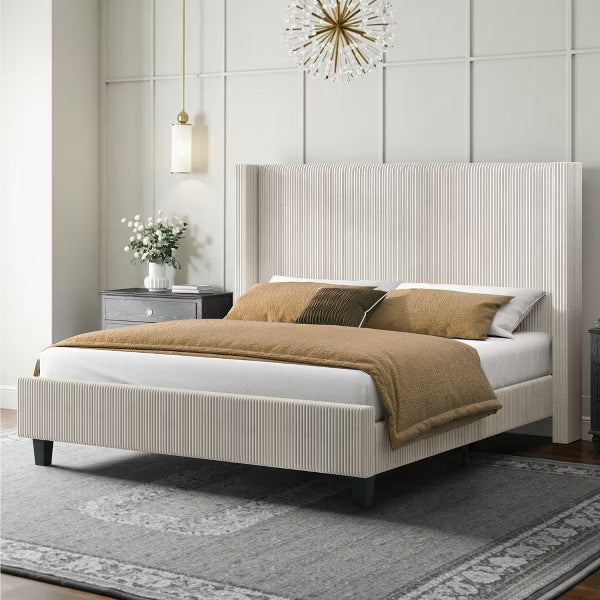AMERLIFE Upholstered Bed Frame with 50.8" Tall Headboard