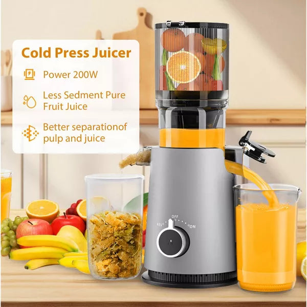 Aeitto Cold Press Juicer with 4.35-Inch, Powerful Motor, and Easy-Clean Design for Efficient and Nutritious Juicing