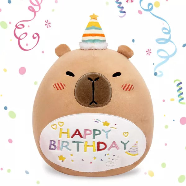TITQWOP 15" Capybara Soft Plush Stuffed Animal Pillow Cute Capybara Toy Gift for Kids Boys Girls (Birhtday Capybara Plush Pillow)