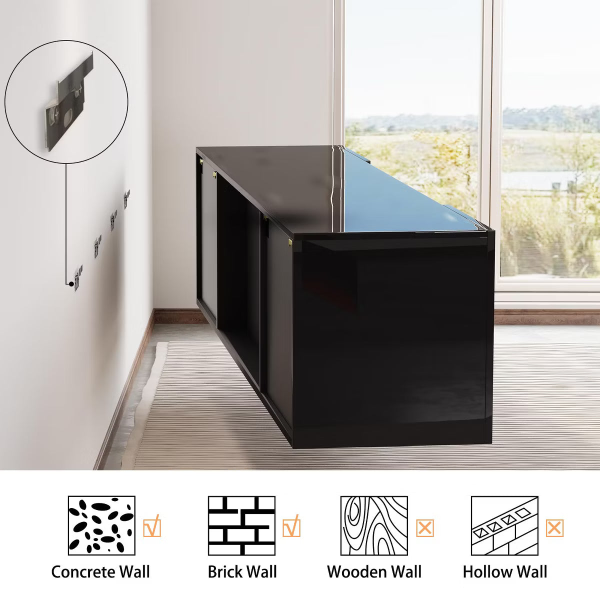 AMERLIFE Fireplace TV Stand with Electric Fireplace LED Lights Console for TV