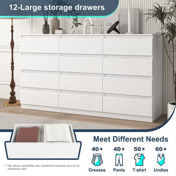 Resenkos Modern Mid Century 6 Drawer Wide Dressers Chests for Bedroom, Chest of Drawer Organizer