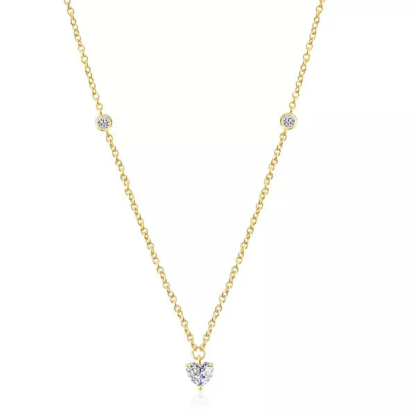 Molenia 14K Gold Heart Necklace for Women, 925 Sterling Silver Love Heart Pendant Choker Necklace Simple Jewelry Mother‘s Day Birthday Gifts for Her