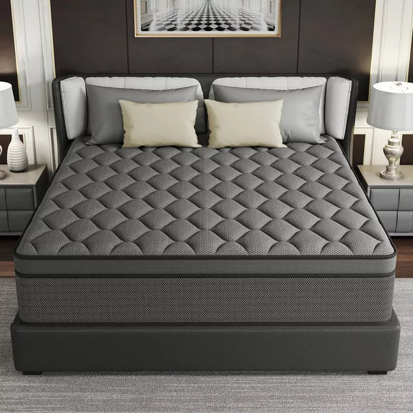 CHEVNI 12 Inch Mattress in a box Hybrid Spring Memory Foam Medium Firm Gray