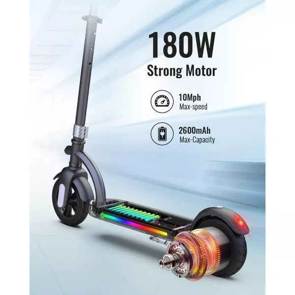 Mastgoal Electric Scooter for Kids,180W Motor 10mph Speed Electric Scooter with Adjustable Handlebar and LED Lights