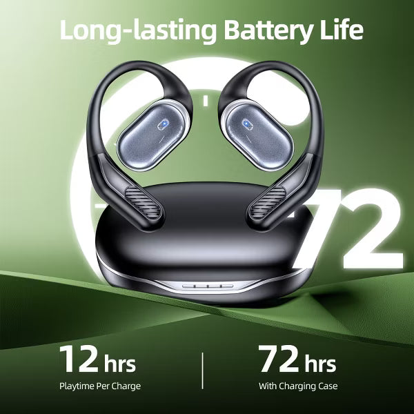 VEATOOL T6 Open Ear Headphones,Bluetooth 5.4 Wireless Earbuds,60H Playtime Stereo Sound Earphones,Air Conduction IPX7 Waterproof Open Ear Earbud