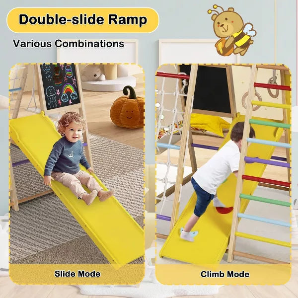 Kinder King Toddler Climbing Toy Indoor, Wood Kids Climber Slide Playset, Outdoor Jungle Gym