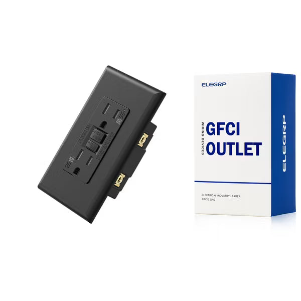 ELEGRP GFCI Outlet Self-Test, 15 Amp 125V Weather Resistant Duplex wall outlet, Wall Plate included, UL Listed