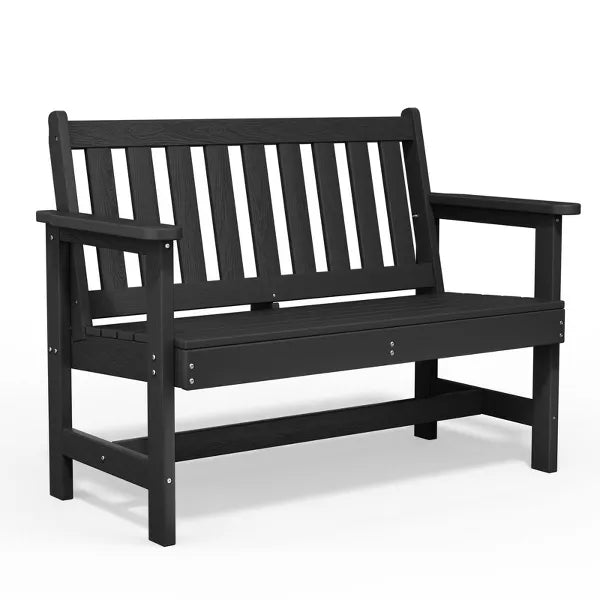Hyleoty HDPE Outdoor Park Bench 48" x 22" x 35" ,Elegant, Comfortable and Durable