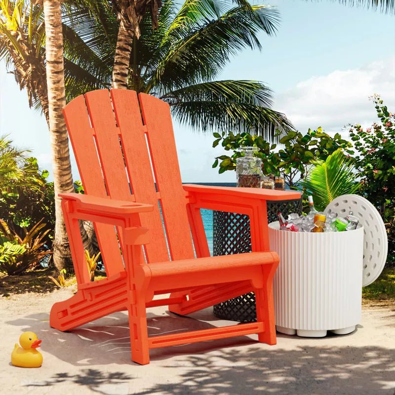 Maggift Patio Accent Chairs Folding Adirondack Chair Patio Comfortable Set for Patio Garden, Backyard Deck, Orange, 31.4"*29.6"*36.4"