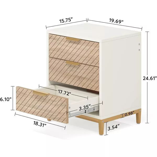 Tribesigns Wooden 3 Drawers Nightstand