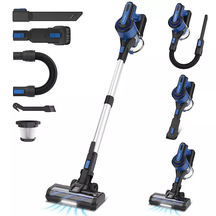 POWEART V870 Cordless Stick Vacuum, 30Kpa Powerful, 350W Motor, 8-in-1 Lightweight, 45 Min Runtime for Pet Hair, Hardfloor, Carpet