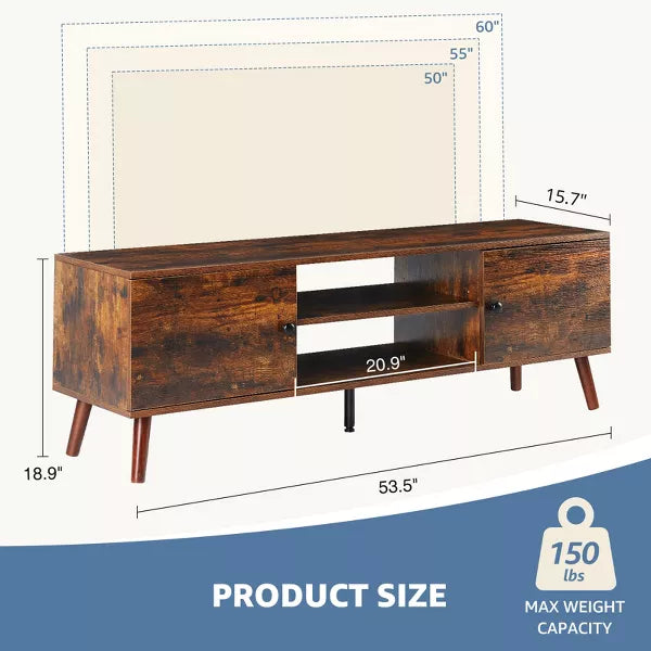 Wooakway 53.5"L 18.9"H 15.7"D TV Stand Storage Cabinet with Adjustable Shelves for Entryways Living Rooms Bedrooms Hallways