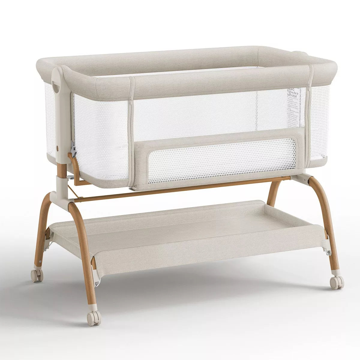 BabyBond Baby Bassinet 3 in 1 Bedside Sleeper with Soft Mattress and Sheet, 6 Height Adjustable baby sleeper,Bedside Crib for Infants