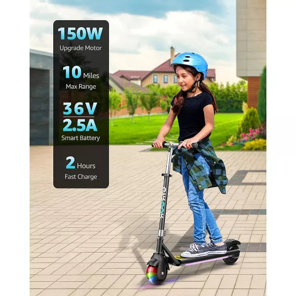 Mastgoal Electric Scooter for Kids, 150W Motor 10mph Speed Electric Scooter with Adjustable Handlebar and LED Lights