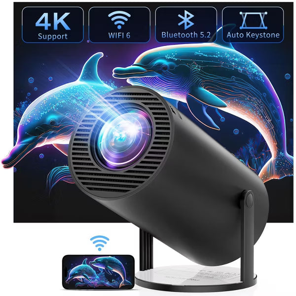 ARTSEA Projector 4K 1080P Support, Mini Projector Smart for Movie Projection Compatible with Phone