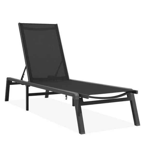 Hyleory Adjustable Aluminum Folding Chaise Lounge - Locking Legs for Secure Relaxation