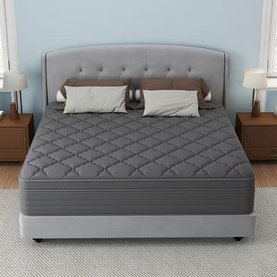 CHEVNI 12-14 Inch Mattress in a box Hybrid Spring Memory Foam Medium Firm Gray