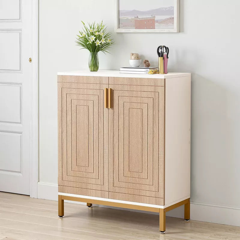 Lirago,31.5"L*14.96"W*37.4"H, Natural Shoe Cabinet with Gold Legs - Space Saving Entryway Organizer for 20 Pairs