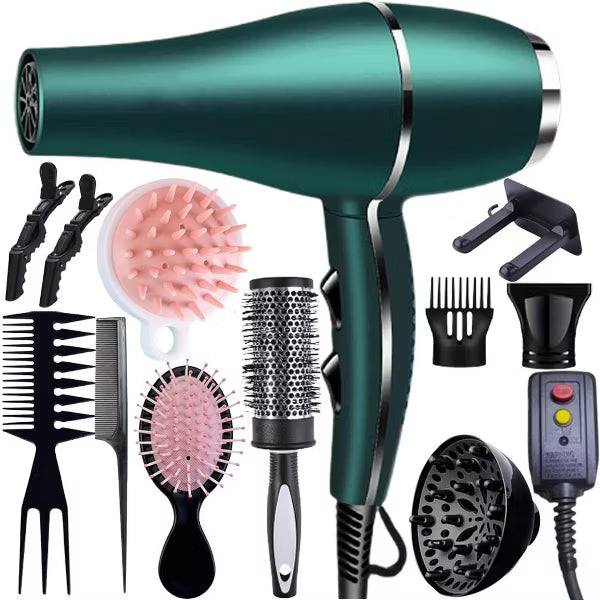 Morfone 12pcs-in-1 Hair Drying Set - Hair Dryer. Quickly dries hair - Compact and portable, suitable for the whole family - Gift set.