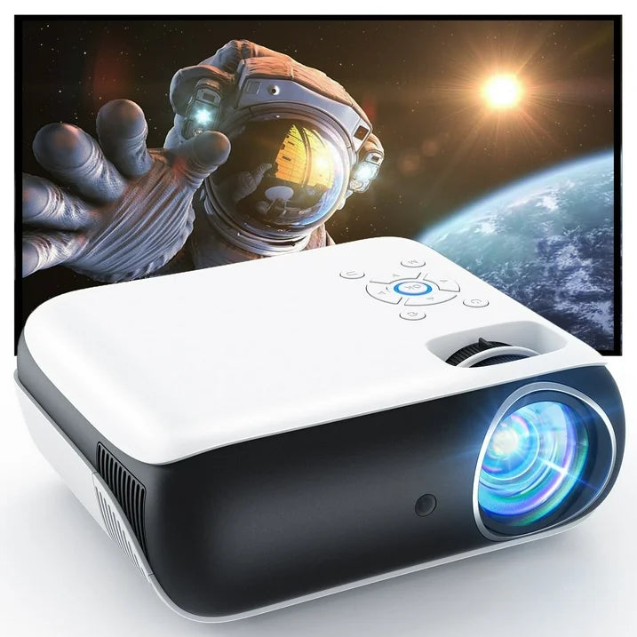HAPPRUN H1 1080P 4K Video Projector, Support 40 to 200 Screen, White, 1 Count, 1 Pack