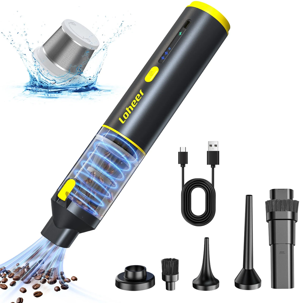 Loheer Handheld Vacuum Cordless, Portable Car Vacuum Cleaner, 16KPA Powerful Suction for Car Home Pet