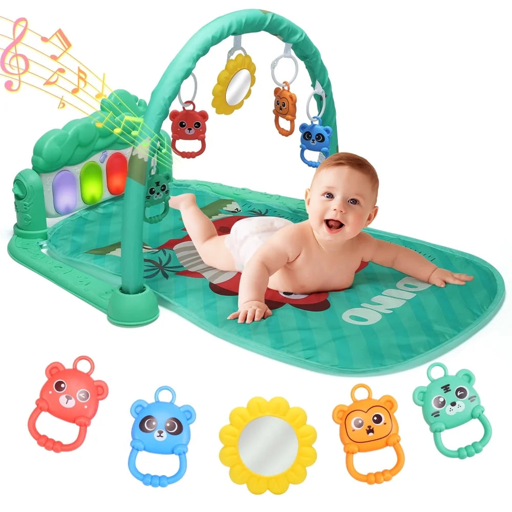 JoyStone Baby Play Mat Baby Gym, Baby Toy Play Mat Activity Center Baby Piano Music Lights for Boys and Girls Newborn Baby Gift 0-12 Months, Green