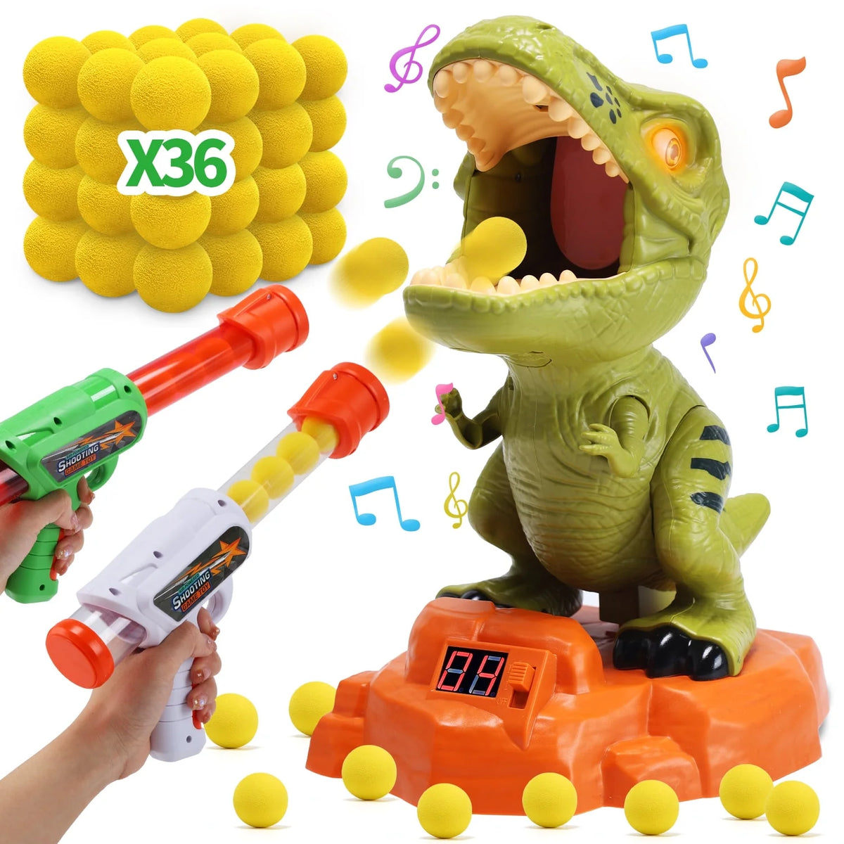 JoyStone Moveable Dinosaur Shooting Game Toy, Shooting Target for Kids with 2 Pump Guns, 48 Foam Balls and LCD Score Record,Electronic Target,Dinosaur Shooting Toys for 4 5 6 7 8 Year Old
