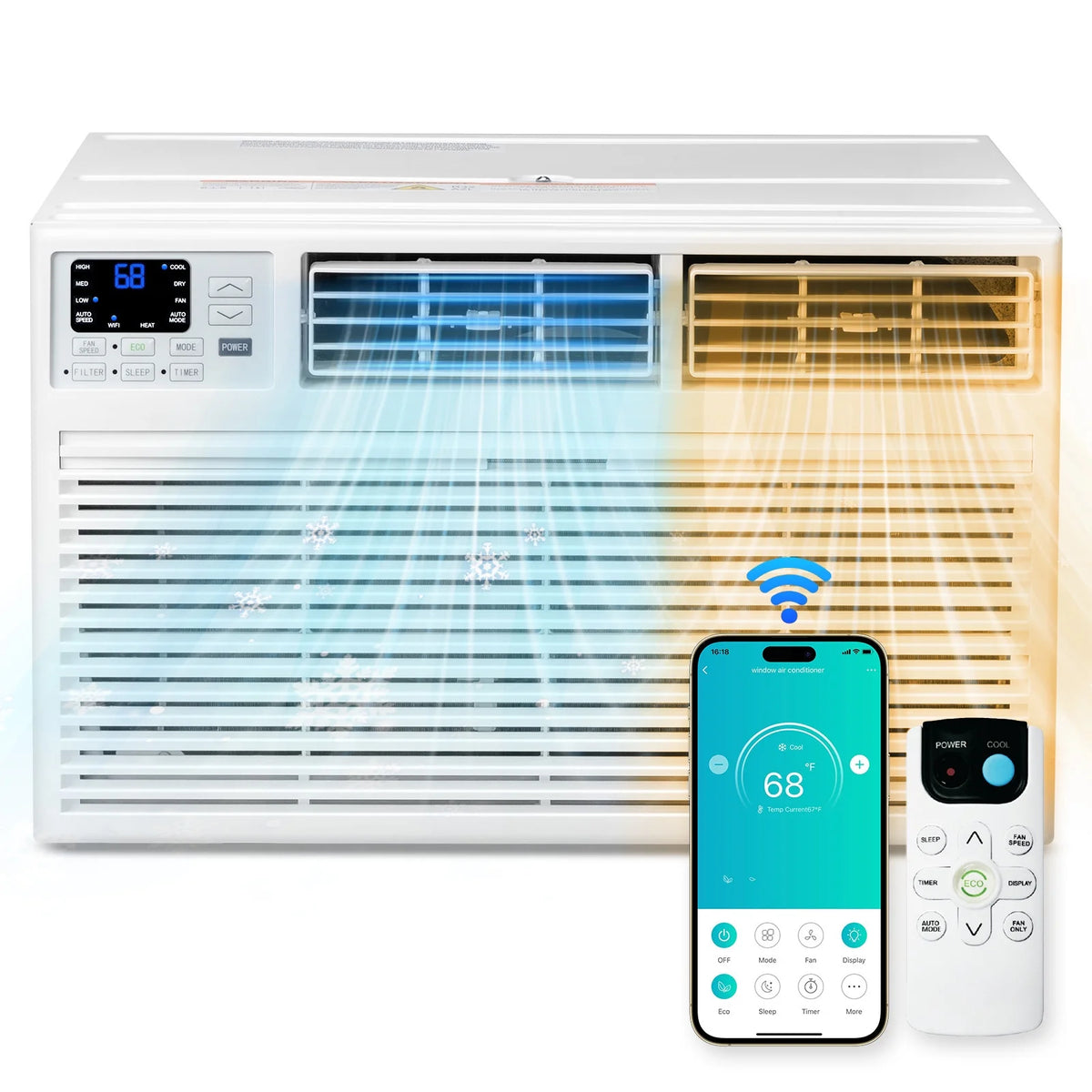 Ktaxon Smart 8000 BTU Through the Wall Air Conditioner with Heat, Wall AC Unit & Heater Combo with Remote, APP & Voice Control & Timer Function, Compatible with Alexa/Google Assistant, 115V/60Hz