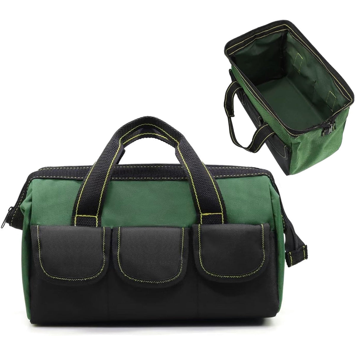 18 Inch Wide Mouth Tool Bag for Professionals, Waterproof and Durable. Great for Construction Electricians Carpentry and DIY Enthusiasts, Green
