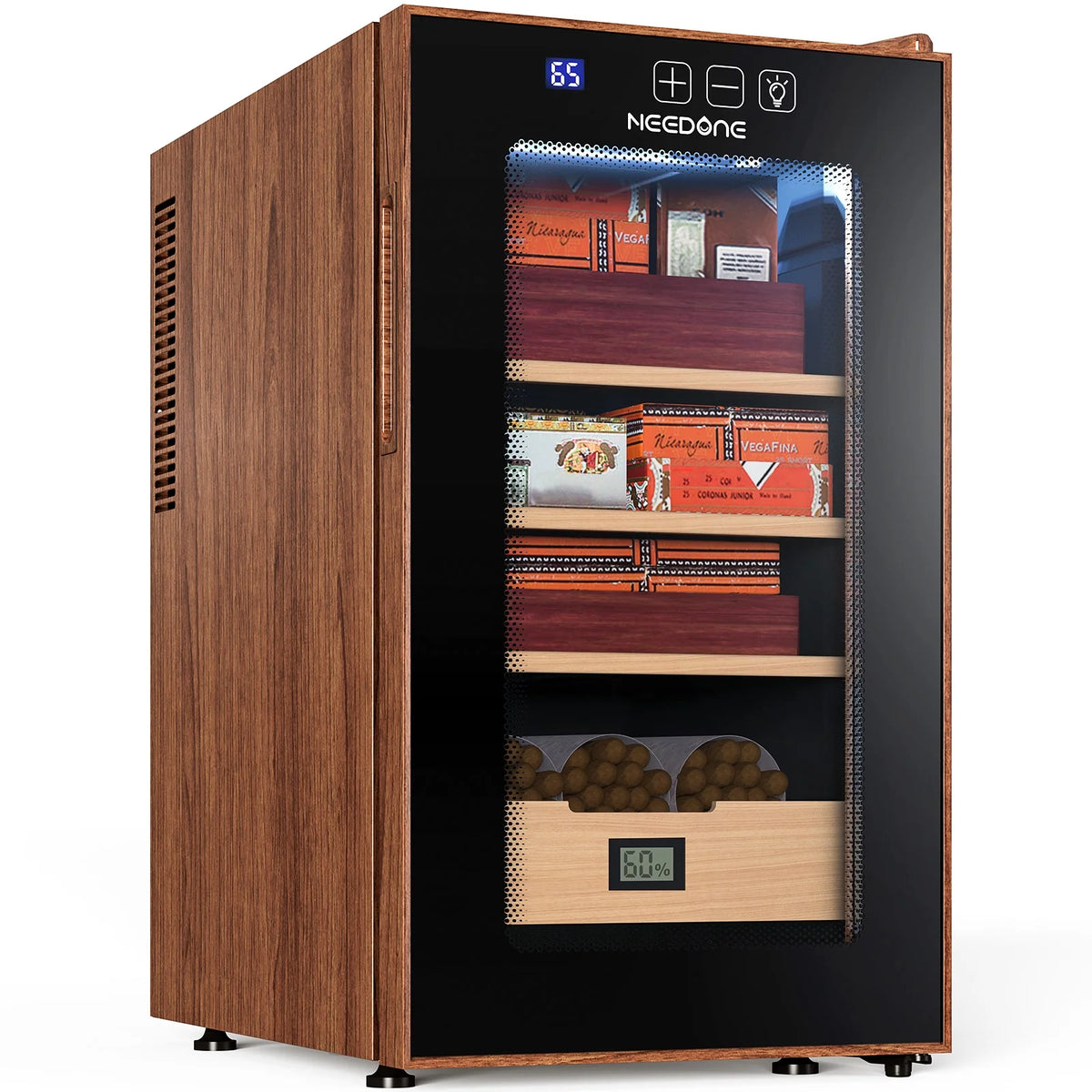 NEEDONE 48L 300 Counts Electric Cigar Humidor ,Cooling and Heating Temperature Control ,With Spanish Cedar Wood Shelves & Hygrometer,Father's Day Gift for Men