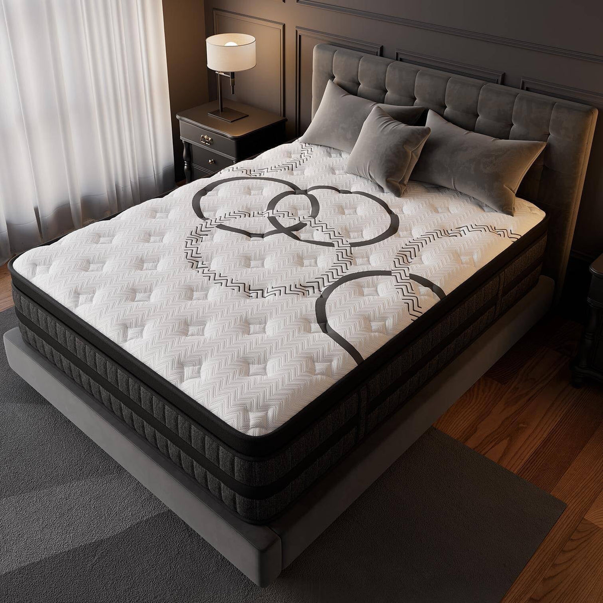 GREOO Queen Mattress 12 Hybrid Gel Memory Foam Mattress with 744 Individually Wrapped Pocket Coils, Medium Firm Support, Pressure Relief, Mattress in a Box