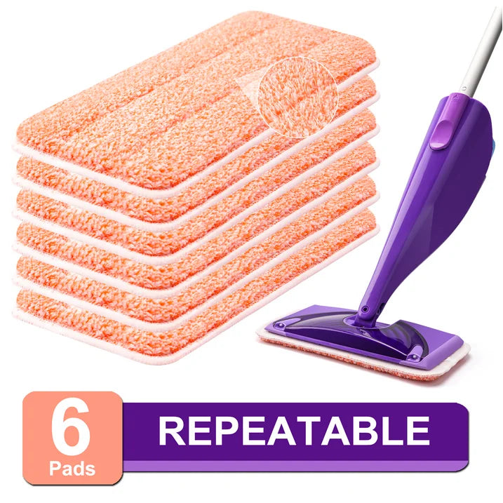 Power Scrubbing Reusable Mop Pads for Swiffer WetJet Mops (6 Pack), Wet Jet Refills, Washable Microfiber Mop Pads for Floor Cleaning Wet Dry Use