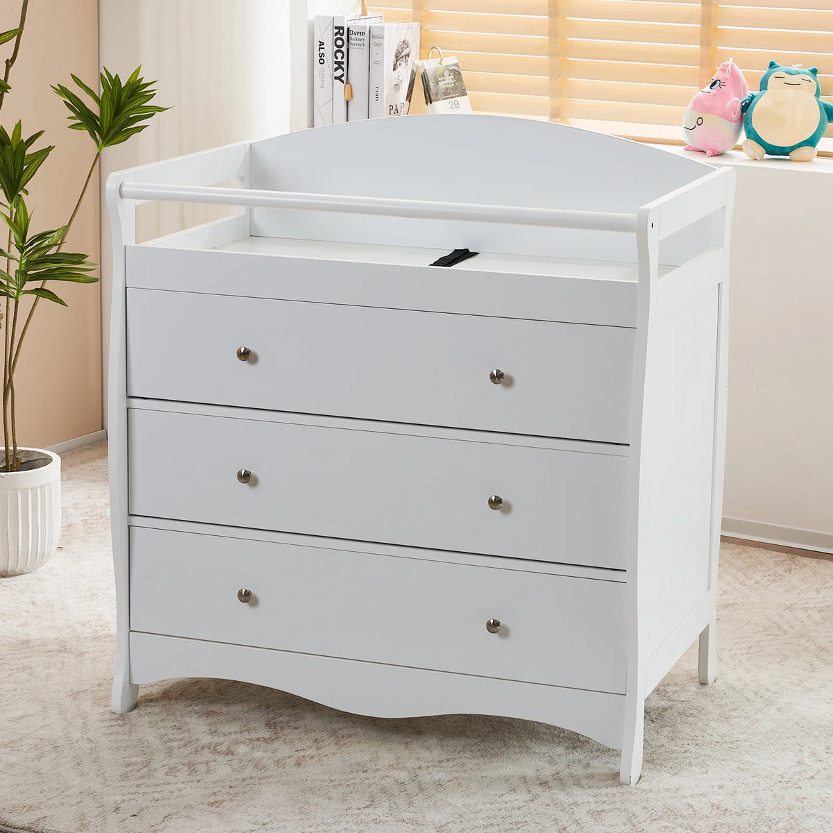 Sesslife Infant Changing Station with 3 Drawers, Baby Dresser With Changing Table Top for Nursery, Easy Assembly (White)
